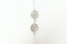 PULSERA PLATA SANTA PROTECCIÓN MEDALLAS SAN BENITO Y SAN JUDAS 1CM PULSERA PLATA SANTA PROTECCIÓN MEDALLAS SAN BENITO Y SAN JUDAS 1CM