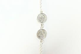 PULSERAS | PULSERA PLATA SANTA PROTECCI�N MEDALLAS SAN BENITO Y SAN JUDAS 1CM