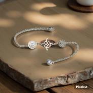 PULSERAS | PULSERA PLATA TRIPLE PROTECCION PEQUEA (DIJES 1CM APROX)