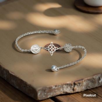 JOYERIA | PULSERA PLATA TRIPLE PROTECCION PEQUEA (DIJES 1CM APROX)