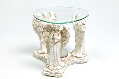 LAMPARILLAS QUEMAPERFUMES | QUEMADOR 3 ANGELITAS CON TUNICA COLOR BLANCO 11 X 12,5 CM.