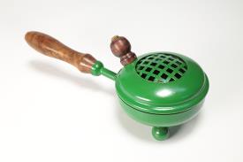 PORTAINCIENSOS | QUEMADOR DE HIERRO CON TAPA COLOR VERDE Y MANGO DE MADERA 180GR