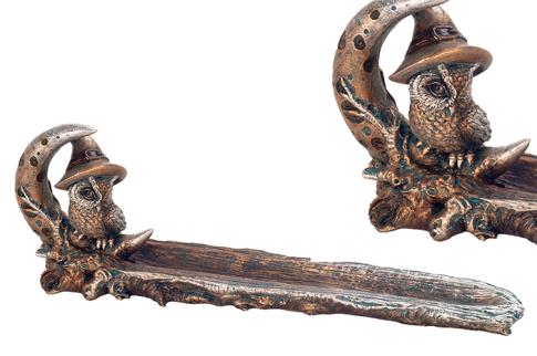 PORTAINCIENSOS | QUEMADOR DE INCIENSO DISEO BUHO 30X5,5X10CM