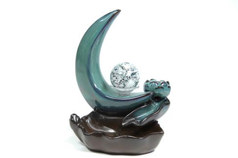 PORTAINCIENSOS | QUEMADOR DE REFLUJO DISEO LUNA AZULADA Y BOLA 13,5X9CM