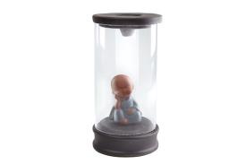 PORTAINCIENSOS | QUEMADOR DE REFLUJO VITRINA TUBO CON BUDA NIO PENSATIVO ROPAJE AZUL 13X6,5CM (DESMONTABLE)