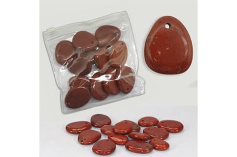 CANTOS RODADOS PLANOS PERFORADOS Y DECORADOS | RODADO PLANO AGUJERO 3MM JASPE ROJO