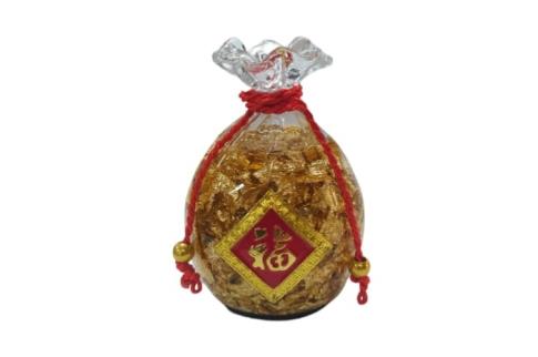 BOLAS CRISTAL Y OUIJAS | SACO DE LA PROSPERIDAD DE CRISTAL 7X10 CON ORO LAMINAR