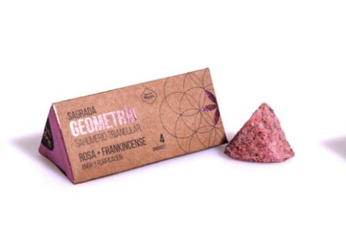 INCIENSOS SAGRADA MADRE | SAGRADA GEOMETRIA (SAHUMERIO TRIANGULAR) ROSA Y FRANKINCENSE (4 unidades).