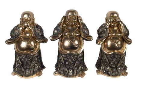 COMODIN | SET 3 FIGURA RESINA BUDA HAPPY NO VER-OIR-CALLAR