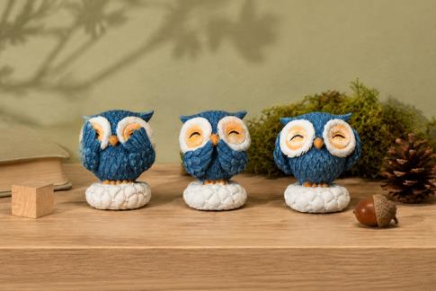 HADAS, BRUJAS Y FANTAS�A | SET DE 3 FIGURAS RESINA BUHO ADORABLE NO VEO / NO OIGO / NO HABLO 7,5 X 6 CM.