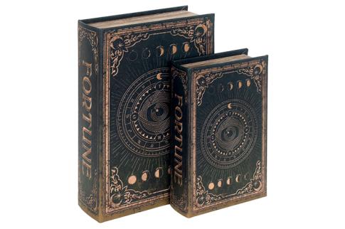 COMPLEMENTOS FENG SHUI | SET DOS CAJAS LIBRO FORTUNE COLOR VERDE (27X17,5CM Y 22 X 12,5 CM.)