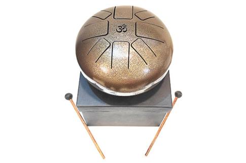 CUENCOS TIBETANOS | TAMBOR MARRON CON CAJA REGALO 22 x 22 x 14 cm