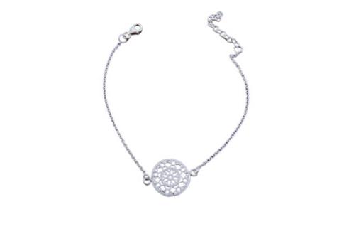 AMULETOS Y TALISMANES | TOBILLERA PLATA SIMBOLO MANDALA 22+3 CM.