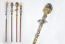 VARITA DEL PODER MADERA Y PIRITA INCRUSTADA 4X35 CM. APROX.