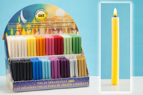 VELAS ARTESANAS | VELA AMARILLA ARTESANA KARMA CON CERA DE ABEJA 18x2 CMS (8 Horas)