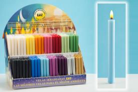 VELAS ARTESANAS | VELA AZUL CLARO ARTESANA KARMA CON CERA DE ABEJA 18x2 CMS (8 Horas)