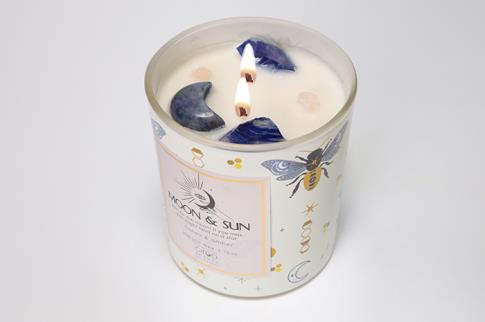 VELAS Y VELONES PERFUMADOS | VELA CON MINERALES ENERGETICOS Y DOBLE MECHA EN TARRO DE CRISTAL 10,30X9CM