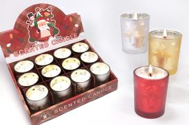 VELAS Y VELONES PERFUMADOS | VELA EN FRASCO MOTIVOS NAVIDEOS  6X5CM (COLORES SURTIDOS)