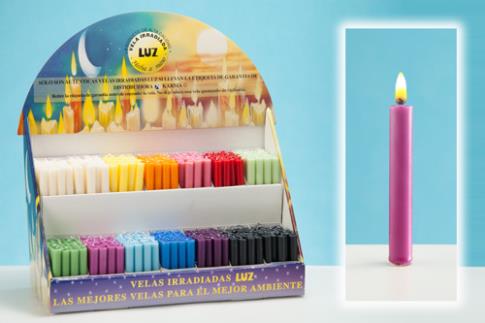 VELAS ARTESANAS | VELA LILA-MALVA ARTESANA KARMA CON CERA DE ABEJA 11x1,7 CMS (4 Horas)