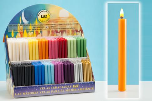 VELAS ARTESANAS | VELA NARANJA ARTESANA KARMA CON CERA DE ABEJA 18x2 CMS (8 Horas)