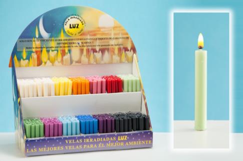 COMODIN | VELA VERDE CLARO ARTESANA KARMA CON CERA DE ABEJA 11x1,7 CMS (4 Horas)