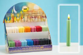 VELAS ARTESANAS | VELA VERDE OSCURO ARTESANA KARMA CON CERA DE ABEJA 11x1,7 CMS (4 Horas)
