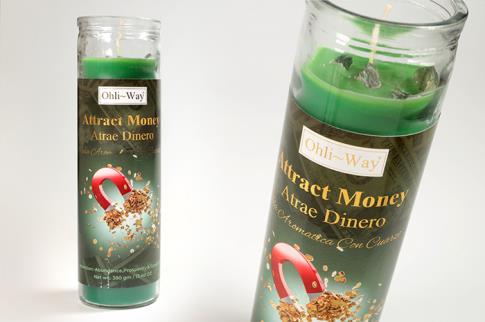 VELONES ESPECIALES | VELON ATRAE DINERO EN FRASCO DE CRISTAL