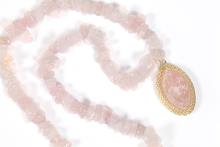 COLLAR PIEDRA NATURAL CHIP Y COLGANTE DE CUARZO ROSA 23X2CM COLLAR PIEDRA NATURAL CHIP Y COLGANTE DE CUARZO ROSA 23X2CM