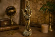 FIGURA RESINA DIOSA FORTUNA COLOR DORADO 45X13CM. FIGURA RESINA DIOSA FORTUNA COLOR DORADO 45X13CM.