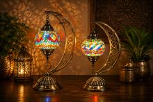 LAMPARA CON CRISTALITOS DE COLORES COLGADA DE LUNA ESTILO ARABE 40CM. (COLORES SURTIDOS) LAMPARA CON CRISTALITOS DE COLORES COLGADA DE LUNA ESTILO ARABE 40CM. (COLORES SURTIDOS)