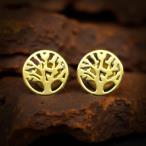 PENDIENTES ACERO ARBOL DE LA VIDA DORADO