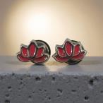 PENDIENTES ACERO FLOR DE LOTO COLOR ROSA