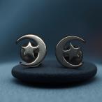 PENDIENTES ACERO LUNA CON ESTRELLA COLOR NEGRO