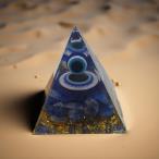 PIRAMIDE ORGONITA LAPISLAZULI DISEO OJO TURCO 5X5 CM.