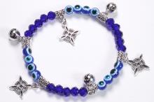PULSERA OJO TURCO CON NUDO DE BRUJAS, CASCABELES Y PIEDRAS AZULES PULSERA OJO TURCO CON NUDO DE BRUJAS, CASCABELES Y PIEDRAS AZULES